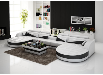 Canapé-lit en cuir Canapé lit Paysage vivant Canapé d'angle Suite d'angle Design Moderne G8018D
