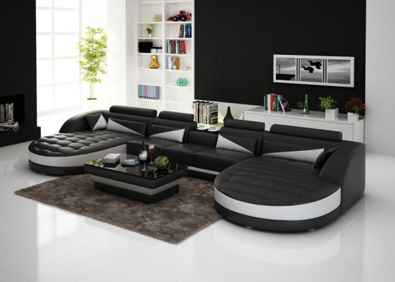 Canapé-lit en cuir Canapé lit Paysage vivant Canapé d'angle Suite d'angle Design Moderne G8018D