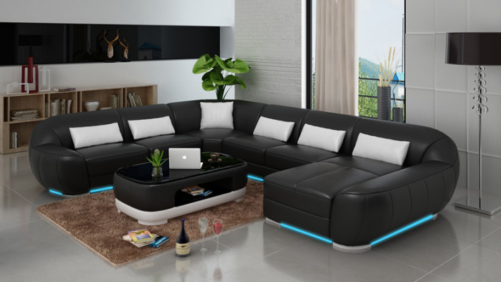 Canapé en cuir Canapé Paysage vivant Canapé d'angle Suite d'angle Design Canapé moderne G8022