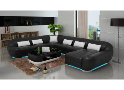 Canapé en cuir Canapé Paysage vivant Canapé d'angle Suite d'angle Design Canapé moderne G8022