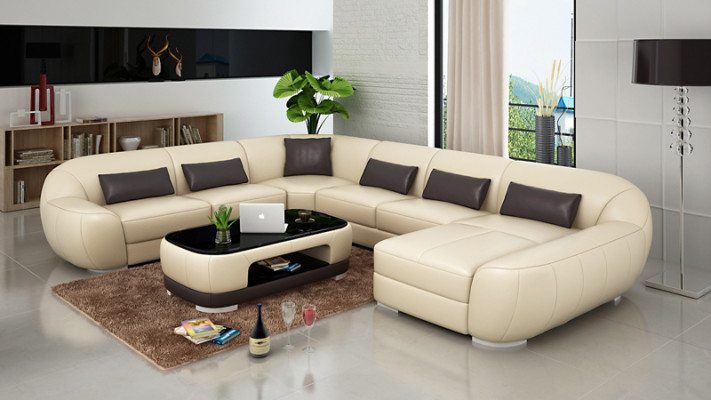 Canapé en cuir Canapé Paysage vivant Canapé d'angle Suite d'angle Design Canapé moderne G8022