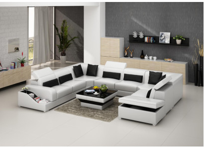 Canapé en cuir Canapé Paysage vivant Canapé d'angle Suite d'angle Design Canapé moderne G8008
