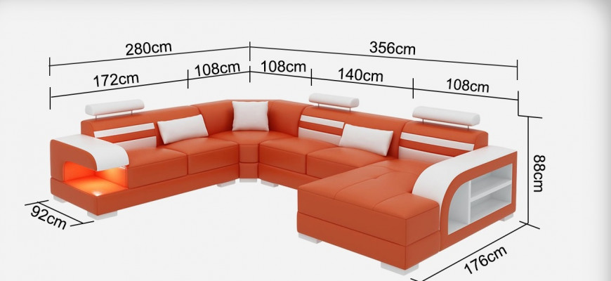 Moderne élégance canapé d'angle en forme de U en cuir exquis design