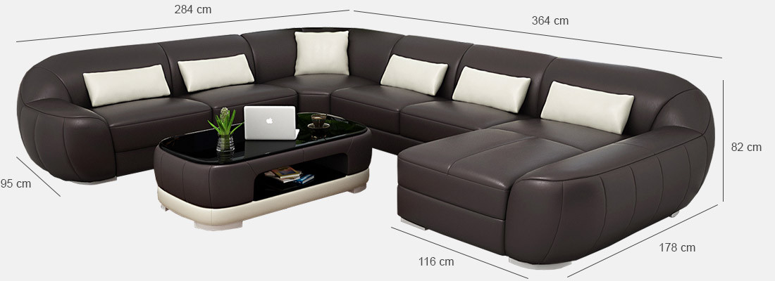 Salon en vedette Canapé d'angle en cuir en forme de U pour un luxe contemporain