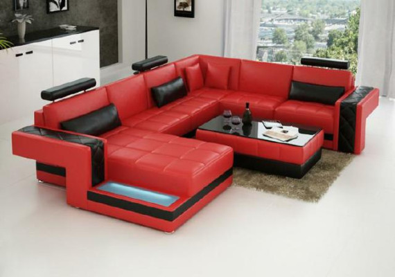 Canapé d'angle Canapé en cuir Grand XXL Forme U Paysage vivant Canapé Canapé Suite nouveau