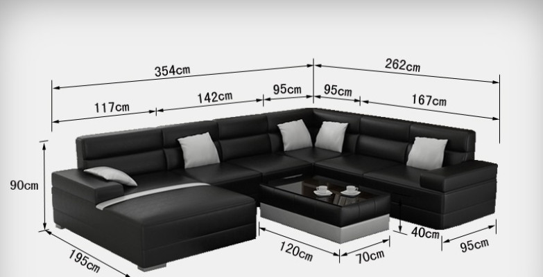 Canapé en cuir Canapé coin paysage de vie Canapé d'angle Suite d'angle Design Canapé moderne en forme de U USB
