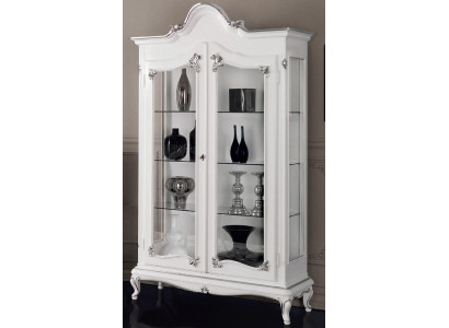 Vitrine blanche Armoire en verre Design Armoire classique en bois de luxe Présente des nouveautés