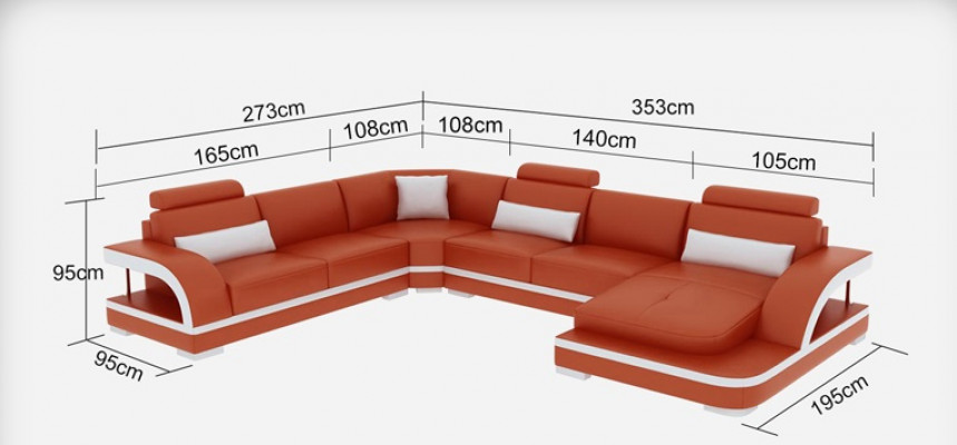 Canapé en cuir Canapé Coin de vie Canapé d'angle Canapé d'angle Design Moderne Canapé avec USB