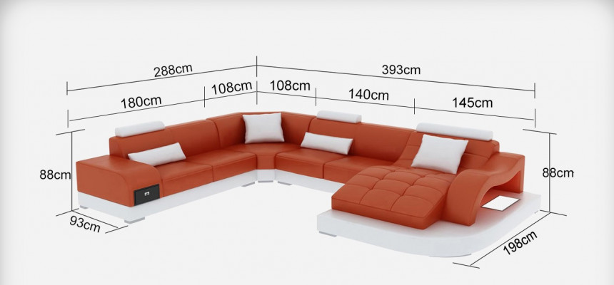 Canapé en cuir Canapé Canapé-grisant Canapé d'angle Ensemble d'angle Design Moderne Sofa USB nouveau