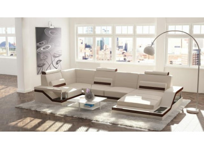 Paysage vivant Canapé + USB Revêtement de siège Canapé d'angle Suite Tissu textile Canapés en cuir