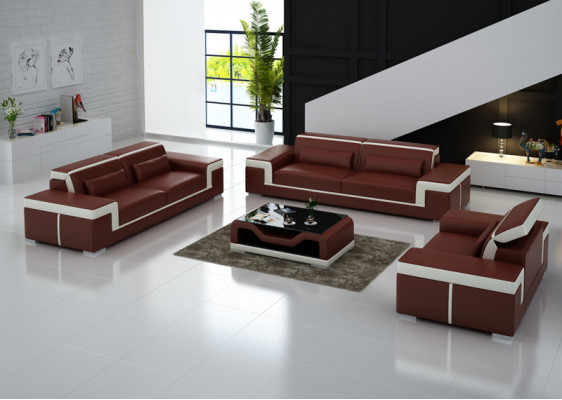 Suite complète 3+2+1 + Table de canapé Groupe de sièges en cuir Canapé + USB