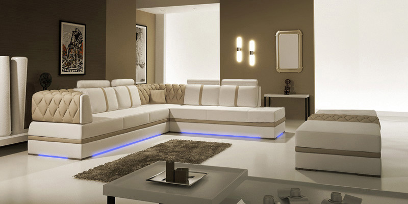 Canapé en cuir Canapé Canapé en L Canapé d'angle Suite d'angle Design Canapé moderne nouveau A1128