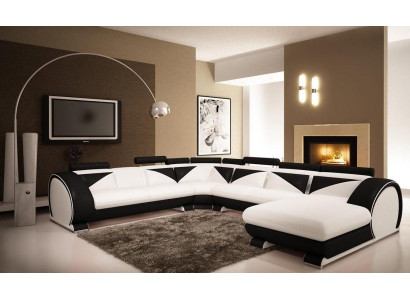 Paysage vivant Canapé d'angle Canapé Sofa Suite rembourrée Canapé en cuir neuf Forme en U Vigo Max