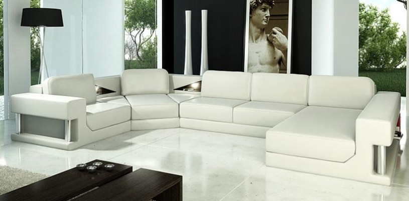 Canapé en cuir Canapé Paysage vivant Canapé d'angle Suite d'angle Design Canapé moderne A1131