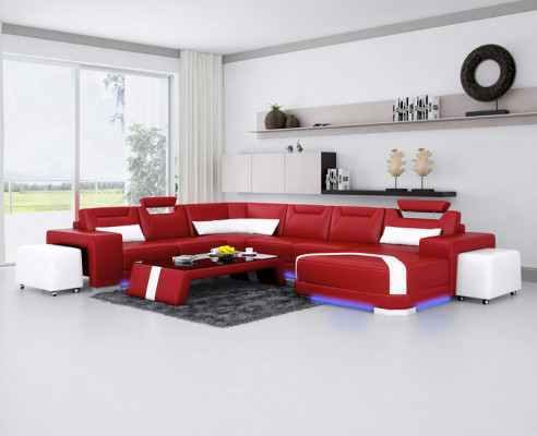 canapé en cuir Canapé Paysage vivant Canapé d'angle Suite d'angle Design Canapé moderne Nouveau canapé F3011