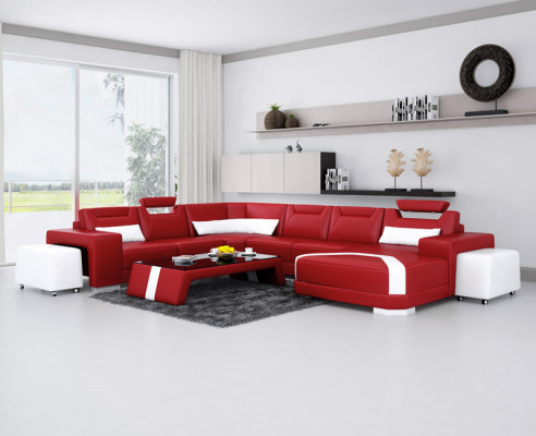 canapé en cuir Canapé Paysage vivant Canapé d'angle Suite d'angle Design Canapé moderne Nouveau canapé F3011