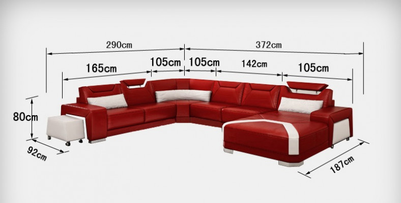 Canapé en cuir Canapé paysage vivant Canapé d'angle Ensemble d'angle Design Moderne Canapé + USB neuf