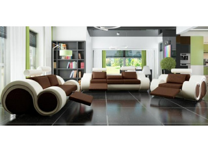 Ensemble de canapés design 3+2+1 avec USB, ensemble de canapés rembourrés en cuir marron