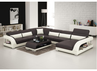 Paysage vivant Coin de rembourrage Canapé d'angle + Suite USB Siège paysager en cuir