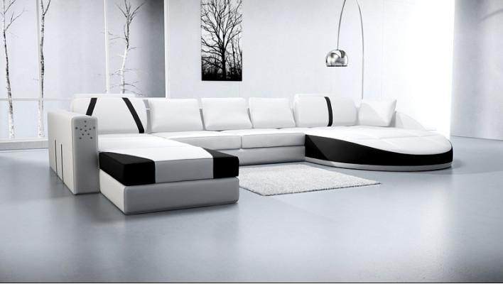 Canapé en cuir Canapé Salon Coin Canapé d'angle Suite d'angle Design Canapé moderne A1122