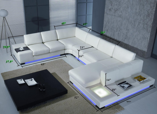 Canapé en cuir Canapé Mobilier de salon Canapé d'angle Suite d'angle Design Canapé moderne A1110
