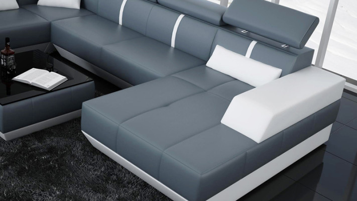 Coin salon moderne canapé en cuir Canapé d'angle Canapé Canapé Canapé Paysage de vie K5015 + USB
