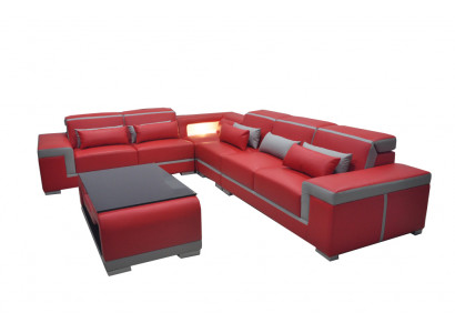 Canapé en cuir Canapés Canapé d'angle Suite + Table Canapés en forme de L paysage vivant