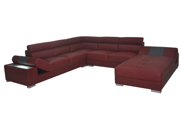 Conception Canapé d'angle en cuir de salon Suite moderne Coin Gris neuf USB