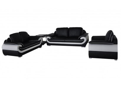 Canapé Canapé Siège Groupe Complet Ensemble Suite en Cuir 3+2+1 Set + USB Nouveau Rembourrage