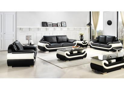 Ensemble de canapé Rembourrage Canapé + USB Set 3+2+1 Canapés en cuir Sièges Suite T777