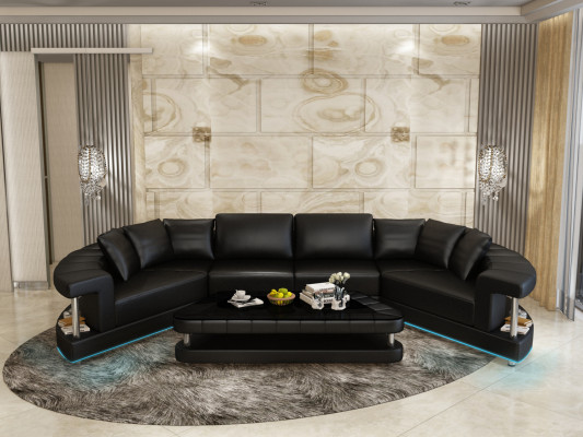 Paysage vivant Canapé d'angle trapézoïdal Canapé rond rond Sofa rond Canapé Rembourrage de forme en U + USB