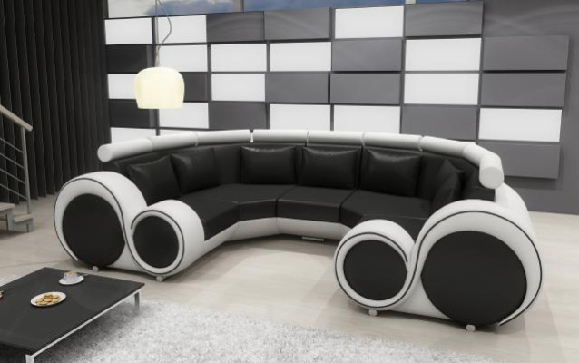 XXL Canapé en cuir paysager avec USB Design Suite Rembourrage Canapé d'angle Grand