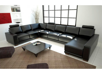 Canapé en cuir Canapé Paysage de vie Canapé d'angle Suite d'angle Design Moderne A1121