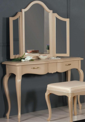 Coiffeuse avec miroir Conception de meubles de chambre Table de chevet Tabouret 2 pièces. nouveau