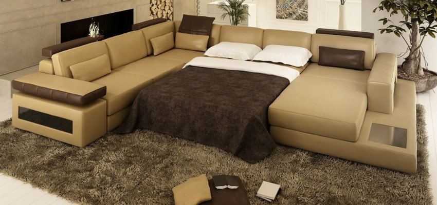 Canapé en forme de U Mobilier Suite de luxe Canapé Canapé en cuir de designer de luxe Paysage vivant