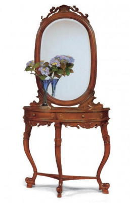 Ensemble de meubles italiens en 2 pièces, style de meubles StileElisa, table console en bois avec miroir, neuf.