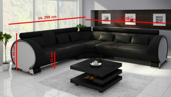 Canapé d'angle VIGO "LT01" Canapé d'angle + USB, Suite de canapé d'angle Canapé en cuir Tissu en cuir Textile.