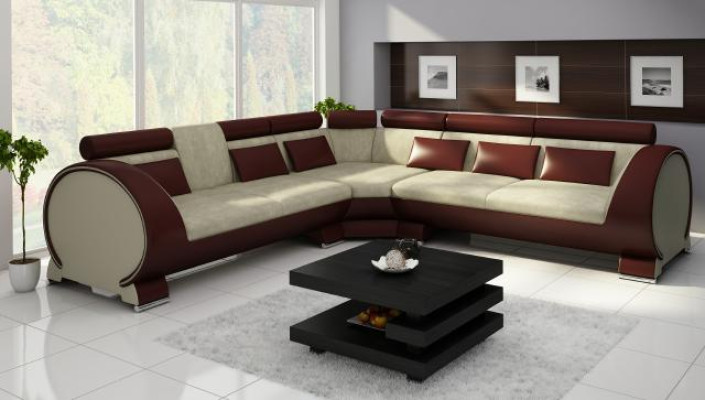 Canapé d'angle VIGO Canapé + USB Suite d'angle Canapé en cuir Tissu en cuir Tissu LT01 Canapé d'angle