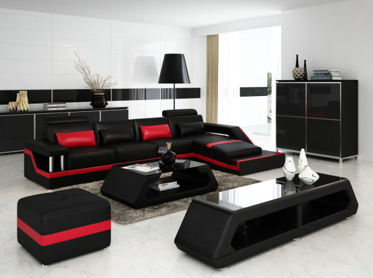 Designer Living Landschaft Große moderne Ledersofa mit USB HAMBURG III Ecksofa Sofa  Conception Paysage de vie Grand canapé moderne en cuir avec USB HAMBURG III Canapé d'angle Sofa