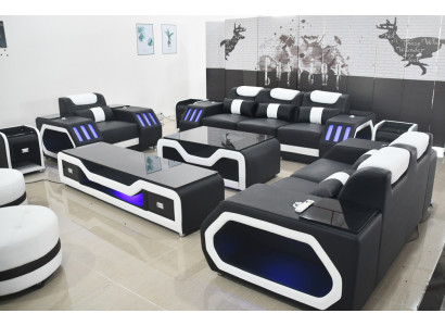 Ensemble de canapé 3+2+1 place Table basse Suite Design Moderne Ensemble moderne en 4 pièces