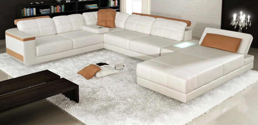 Canapé d'angle en forme de U Canapé Canapé en tissu Design Canapés Paysage vivant Fonction lit Cuir