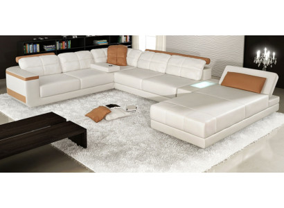 Canapé d'angle en forme de U Canapé Canapé en tissu Design Canapés Paysage vivant Fonction lit Cuir