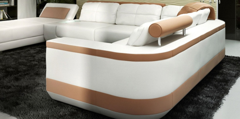 Canapé d'angle en forme de U Canapé Canapé en tissu Design Canapés Paysage vivant Fonction lit Cuir