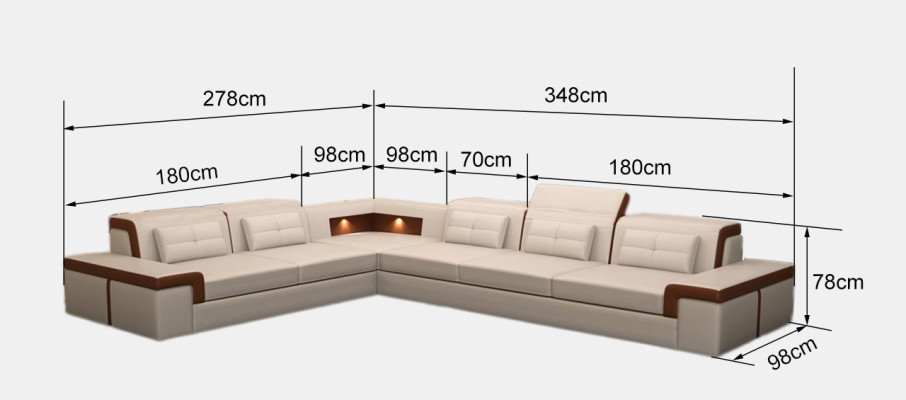 Canapé en cuir Canapé Canapé d'angle Canapé d'angle Suite d'angle Design Canapé moderne B2021