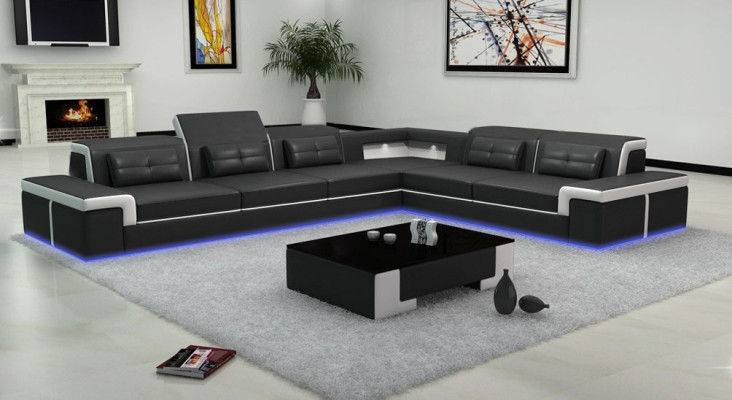 Canapé en cuir Canapé Canapé d'angle Canapé d'angle Suite d'angle Design Canapé moderne B2021