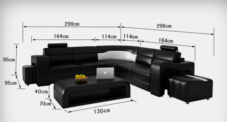 Canapé en cuir Canapé Canapé d'angle Canapé d'angle Suite d'angle Design Canapé moderne F3008B