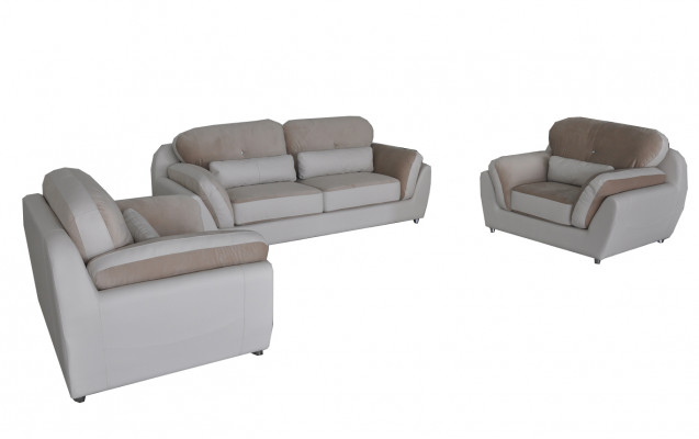 Canapé en cuir avec revêtement textile Ensemble de sièges design Composé de canapé 3+1+1 fauteuil