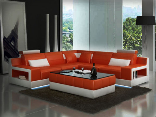 CANAPÉ EN CUIR CANAPÉ USB Fonction lit Suite Salon Paysage Tapisserie Sur mesure