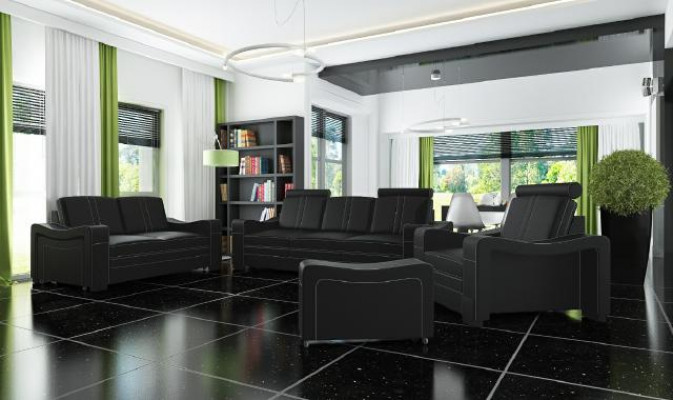 CANAPÉ EN CUIR 3+2+1 CANAPÉ + Suite USB ENSEMBLE DE REVÊTEMENT DE SOFA CANAPÉ DESIGN Ensemble de canapés NEUF