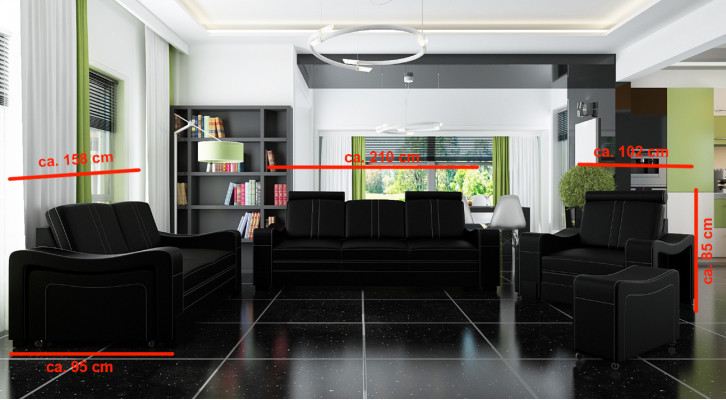 CANAPÉ EN CUIR 3+2+1 CANAPÉ + Suite USB ENSEMBLE DE REVÊTEMENT DE SOFA CANAPÉ DESIGN Ensemble de canapés NEUF